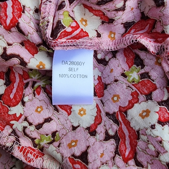 Aakaa Anthropologie Dress Womens Red Pink Floral Fit Flare Short Flutter Sz S - Picture 15 of 15